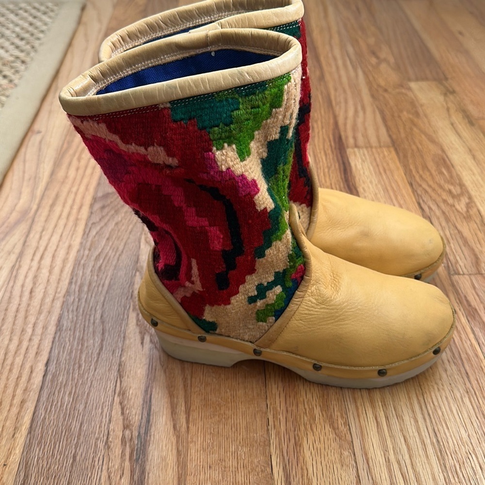 Rosa Mosa Vienna Roses Embroidered Leather Clog Boots Women’s Size 37 - Picture 5 of 14